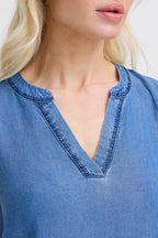Kosmo Sleeveless Embroidered Shirt, Mid Blue Denim