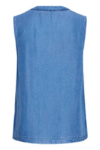 Kosmo Sleeveless Embroidered Shirt, Mid Blue Denim