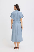 Kosmo Button Dress, Light Blue Denim Stripe