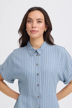 Kosmo Button Dress, Light Blue Denim Stripe