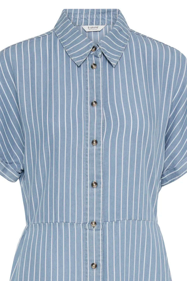 Kosmo Button Dress, Light Blue Denim Stripe