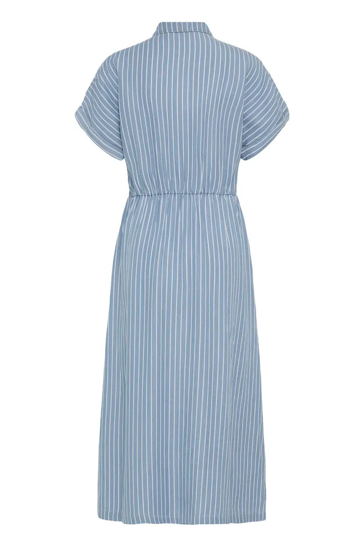 Kosmo Button Dress, Light Blue Denim Stripe