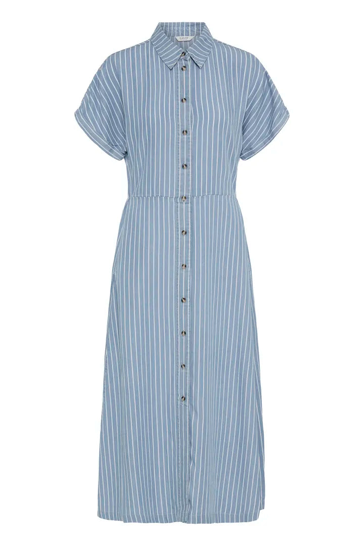 Kosmo Button Dress, Light Blue Denim Stripe
