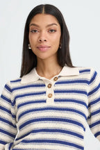 Mikala Polo Jumper, Medieval Blue Stripe