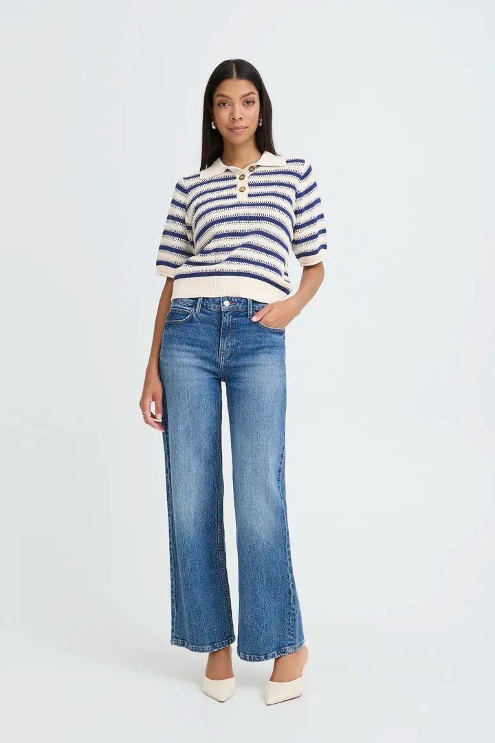 Mikala Polo Jumper, Medieval Blue Stripe
