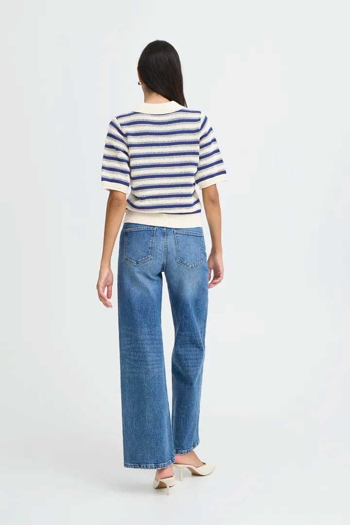 Mikala Polo Jumper, Medieval Blue Stripe