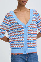 Nero Pointelle Cardigan, Marsala Stripe