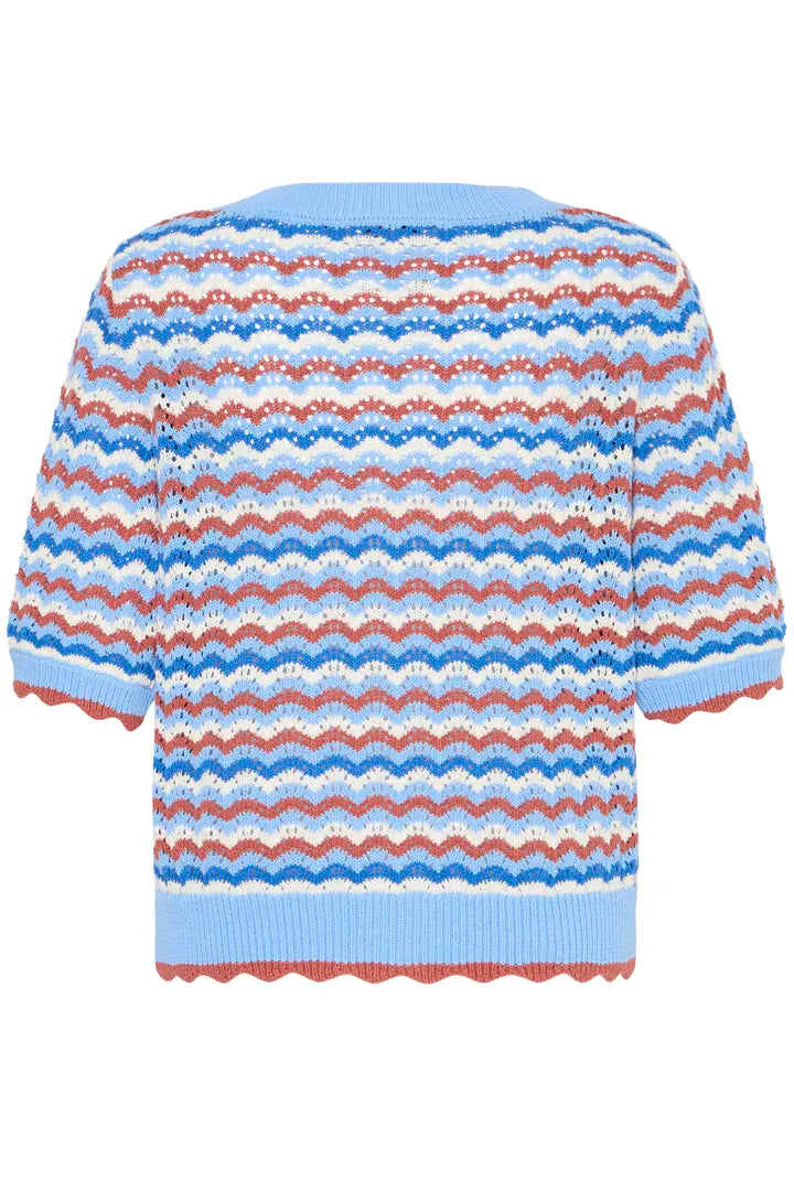 Nero Pointelle Cardigan, Marsala Stripe