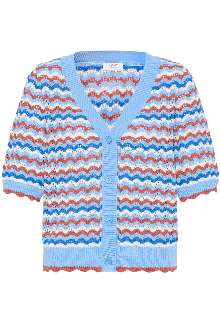 Nero Pointelle Cardigan, Marsala Stripe