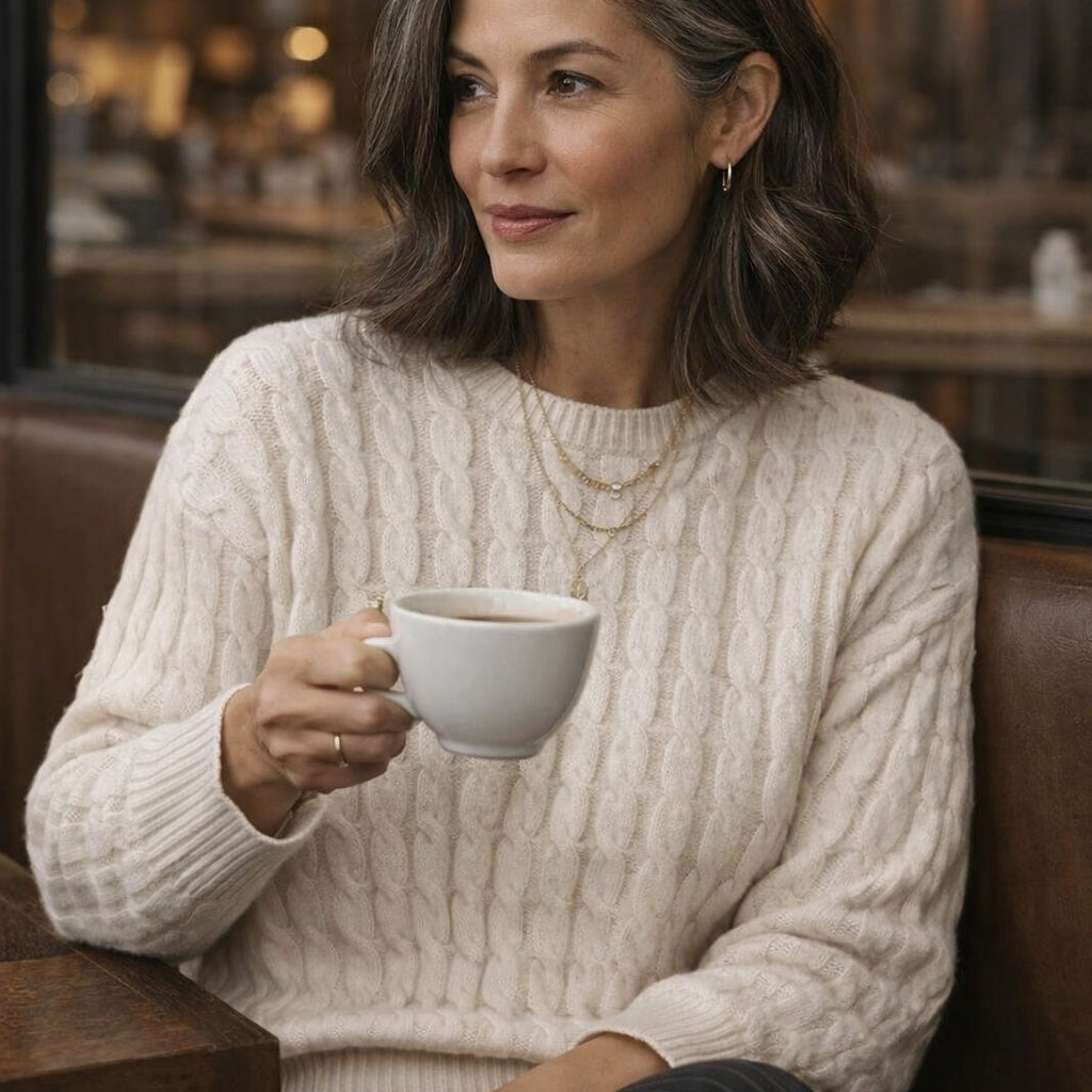 Oluna Cable Jumper, Oyster Grey Cable