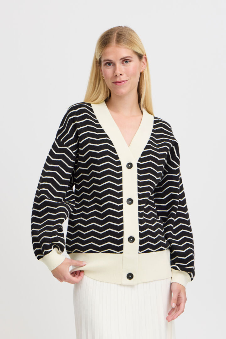 Otari Zig-Zag Cardigan, Black Mix