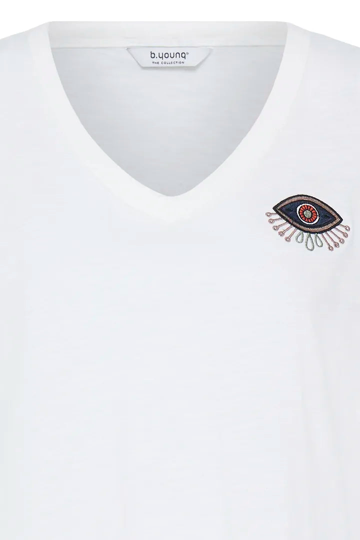 Palora V-Neck Tee Shirt, Marshmallow