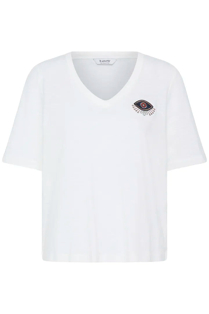 Palora V-Neck Tee Shirt, Marshmallow