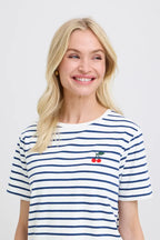 Pandinna Cherise Tee Shirt, Bright White & Blue Stripe