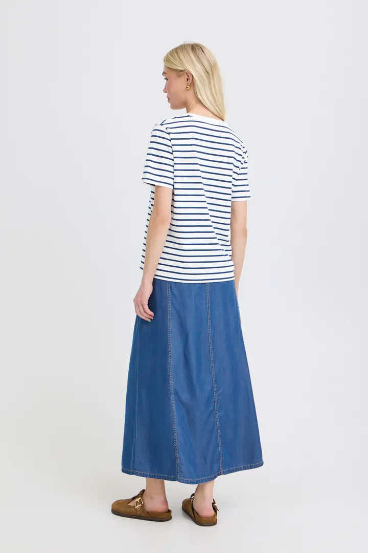Pandinna Cherise Tee Shirt, Bright White & Blue Stripe