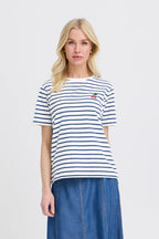 Pandinna Cherise Tee Shirt, Bright White & Blue Stripe