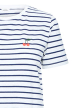 Pandinna Cherise Tee Shirt, Bright White & Blue Stripe