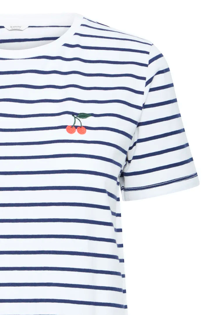 Pandinna Cherise Tee Shirt, Bright White & Blue Stripe