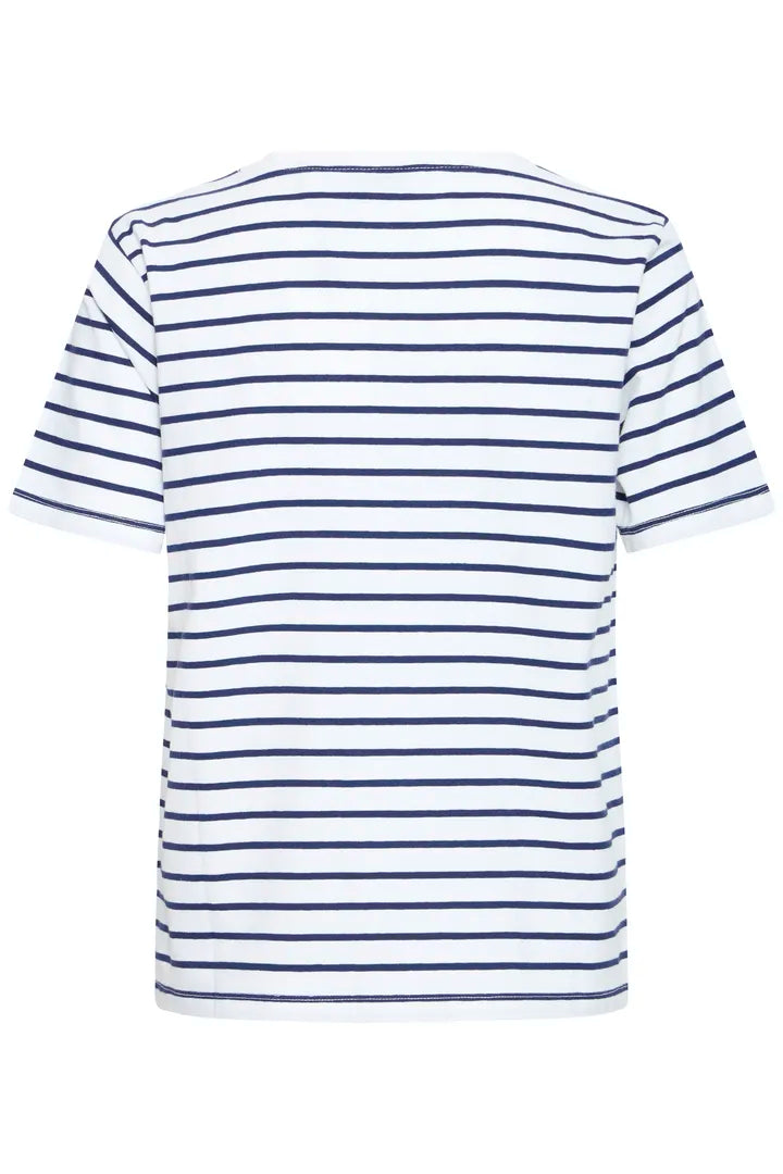 Pandinna Cherise Tee Shirt, Bright White & Blue Stripe