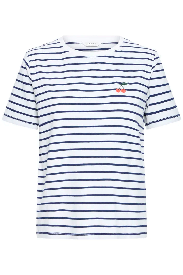 Pandinna Cherise Tee Shirt, Bright White & Blue Stripe