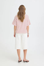 Pandinna V-Neck Tee Shirt, Raspberry Rose Stripe