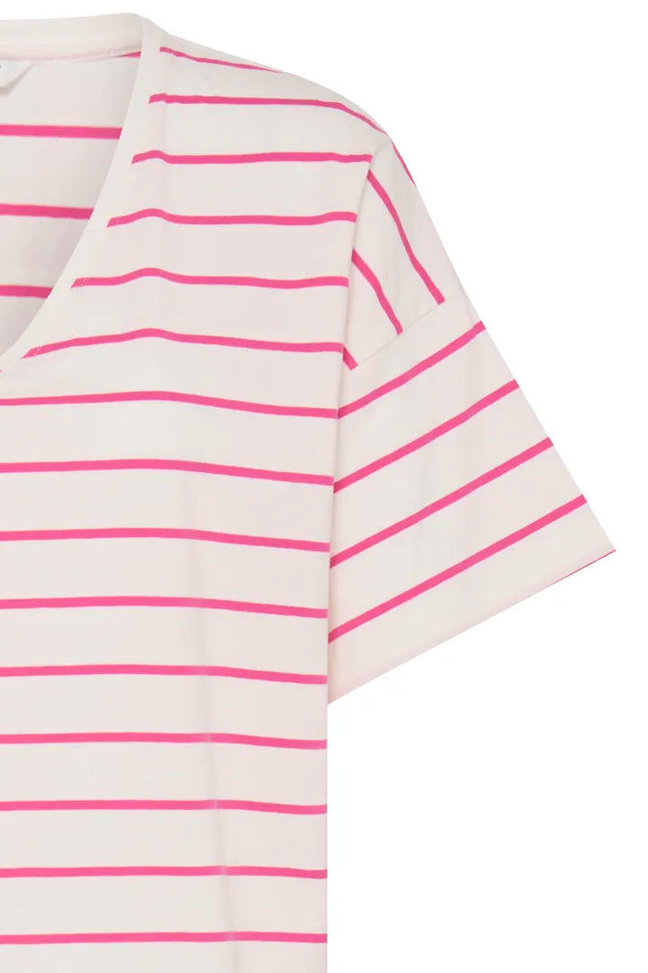 Pandinna V-Neck Tee Shirt, Raspberry Rose Stripe
