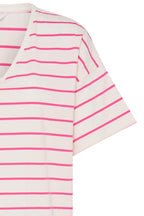 Pandinna V-Neck Tee Shirt, Raspberry Rose Stripe