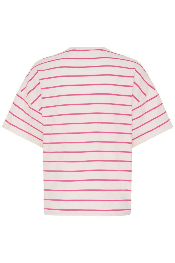 Pandinna V-Neck Tee Shirt, Raspberry Rose Stripe