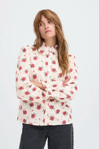 Willa Shirt, White & Red