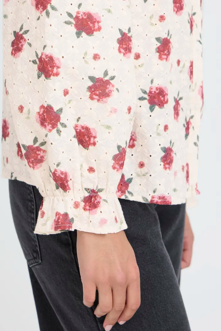 Willa Shirt, White & Red