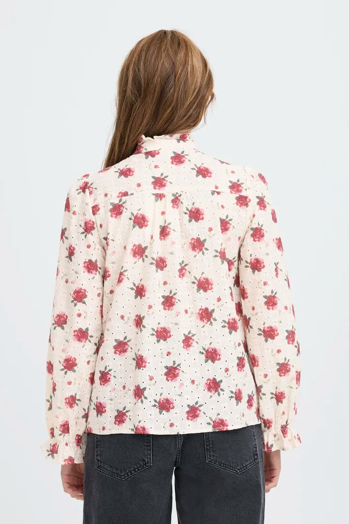 Willa Shirt, White & Red