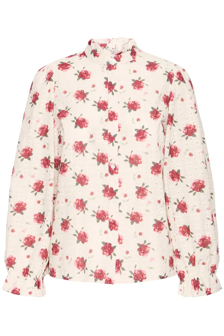 Willa Shirt, White & Red