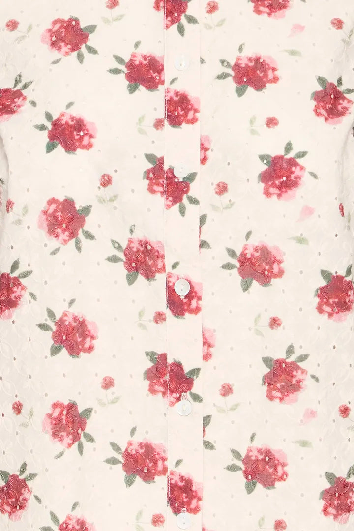 Willa Shirt, White & Red