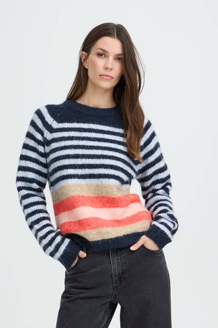 Abena Striped Pullover, Navy Multi