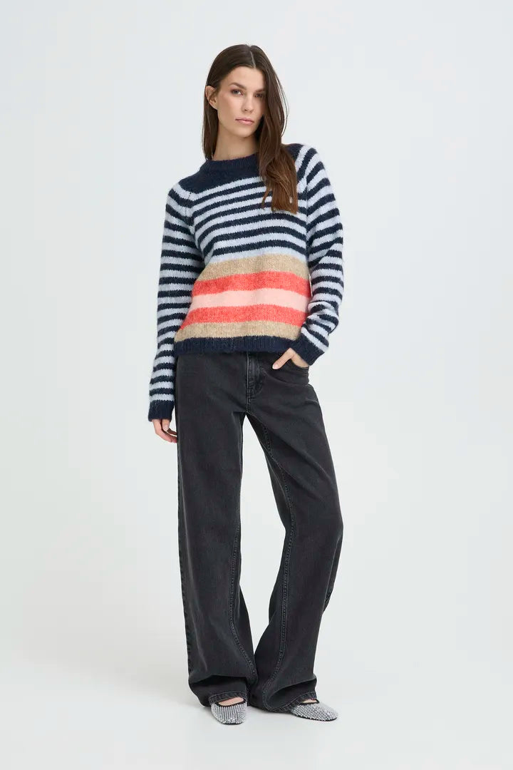 Abena Striped Pullover, Navy Multi
