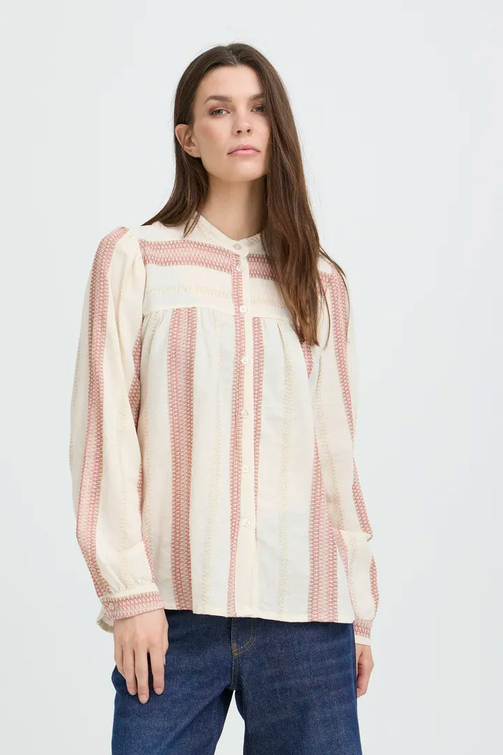 Adola Shirt, Cream & Pink