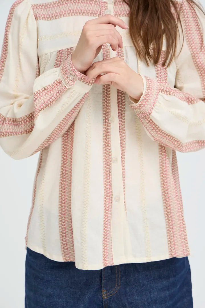 Adola Shirt, Cream & Pink