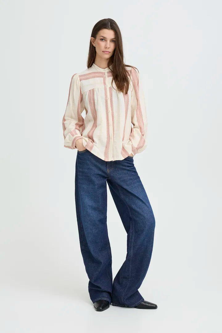 Adola Shirt, Cream & Pink