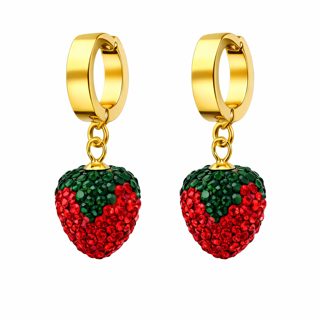Gold-Plated Strawberry Earrings