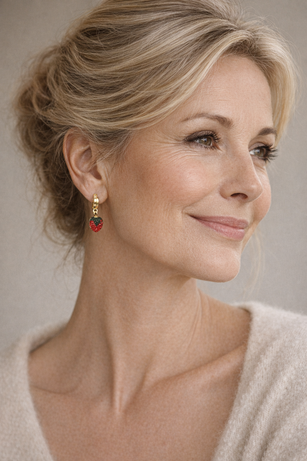 Gold-Plated Strawberry Earrings