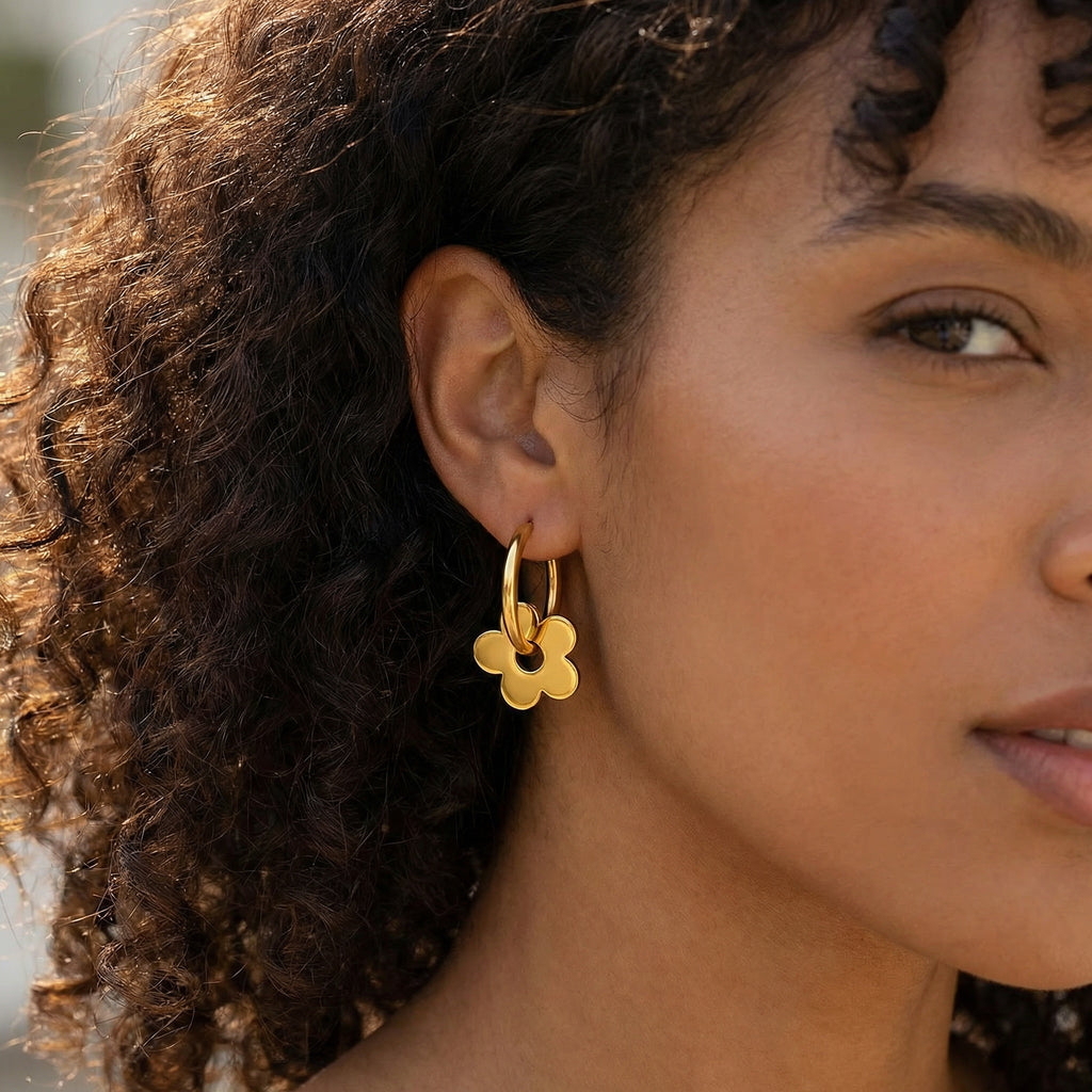 Gold-plated Flower Earrings