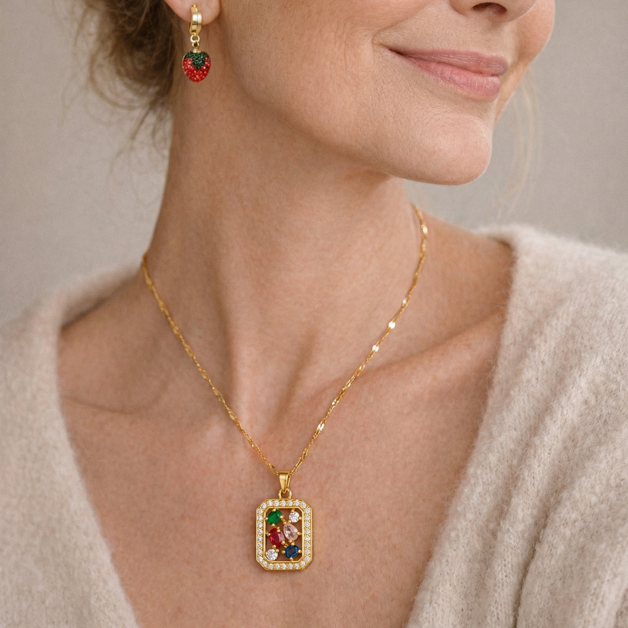 Gold-Plated Jewel Garden Pendant Necklace