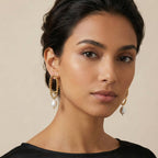 Gold-Plated Loop Chain Pearl Earrings