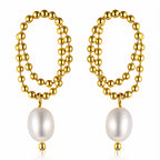 Gold-Plated Loop Chain Pearl Earrings