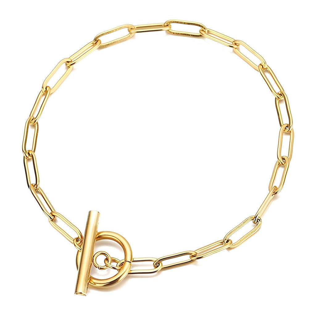 Gold-Plated Paperclip Chain Bracelet