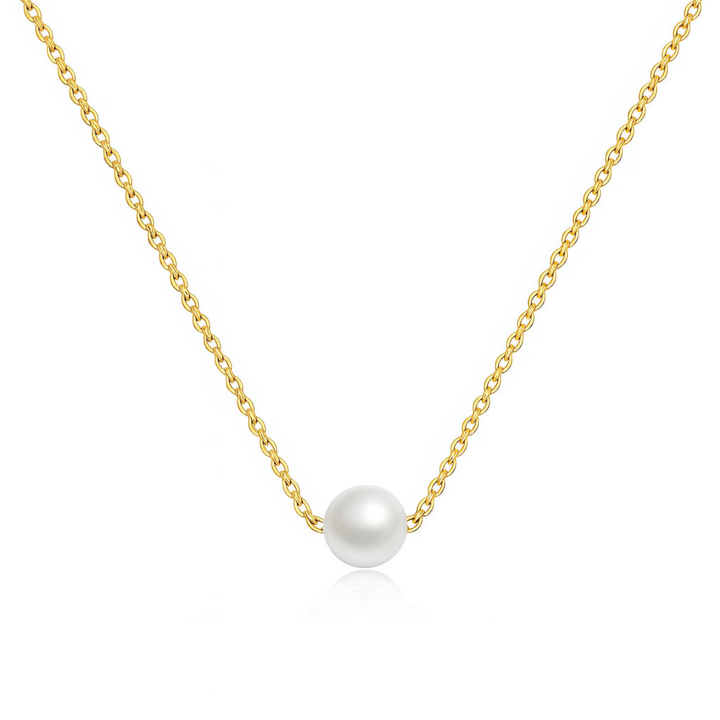 Gold-Plated Single Pearl Necklace