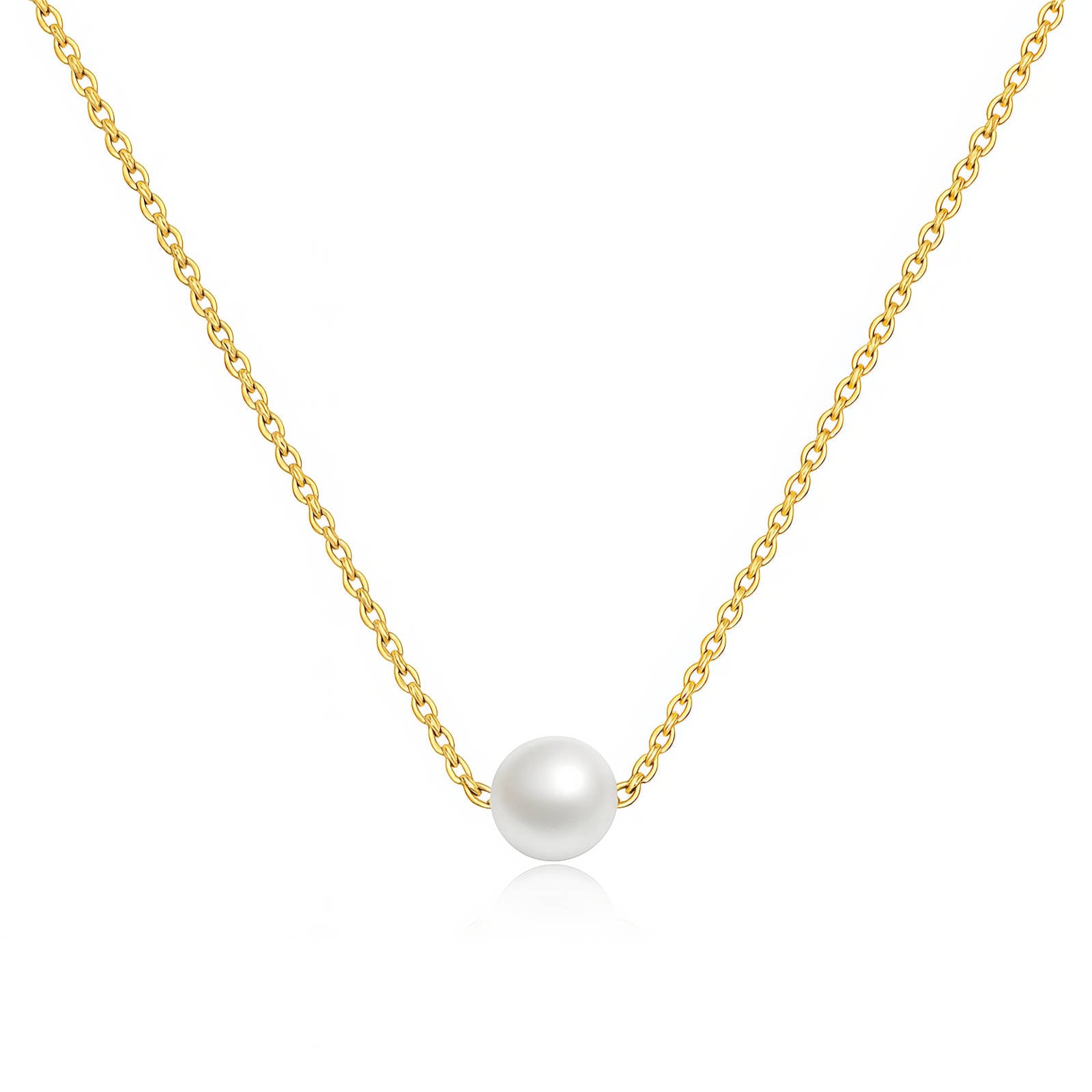 Gold-Plated Single Pearl Necklace