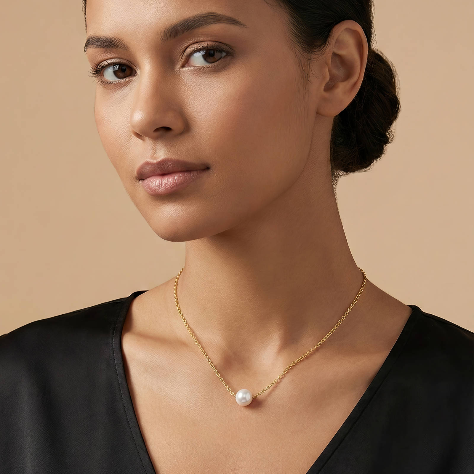 Gold-Plated Single Pearl Necklace