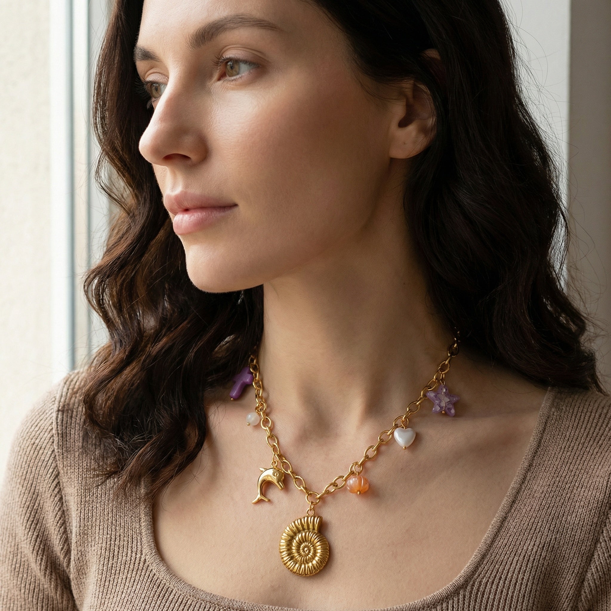 Gold-Plated Seashell Necklace