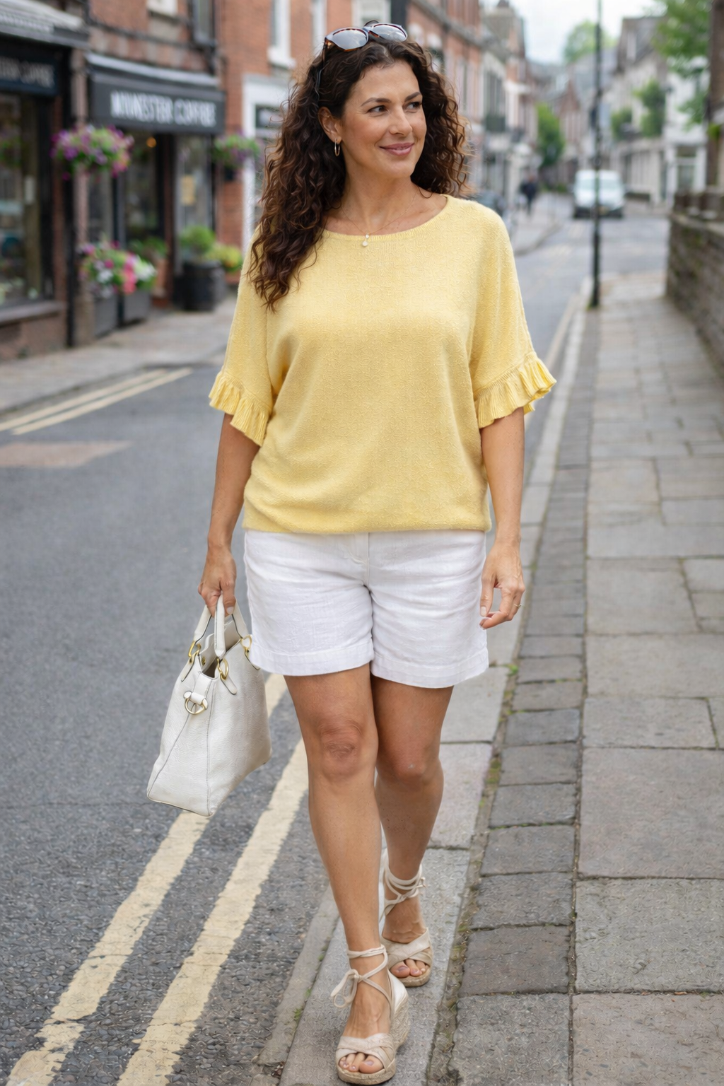 Becca Ruffle-Sleeve Knit, Sunshine